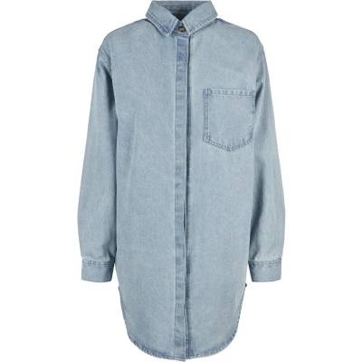 Image of Urban Classics Oversized Denim dress, Women&#039;s, Size: 3XL, Tintedlightbluewashed