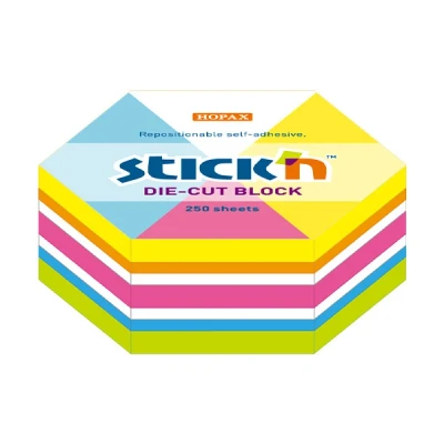 Image of Mimbek Hexagon Shape Sticky Note Pad 250 Sheets Made of Paper Assorted Neon Colours Measures 6 x 7 cm