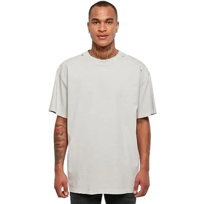 Image of Urban Classics Distressed Basic Tshirt, Men&#039;s, Size: Medium, Lightasphalt