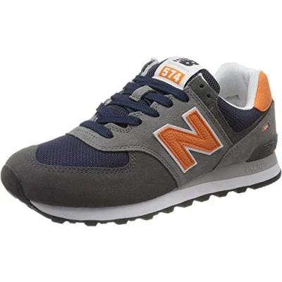 Image of New Balance 574 Unisex Trainers, Size: 7, Grey/navy Leather and textile