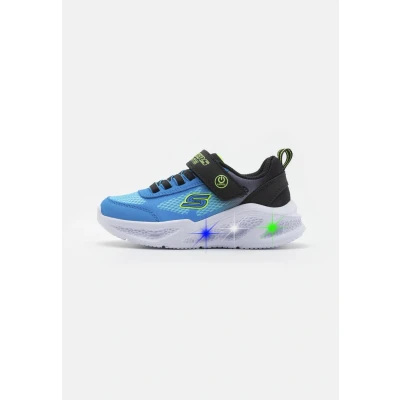 Image of Skechers Meteor Trainers for kids, Size: 13.5K, Black/blue/lime shoes