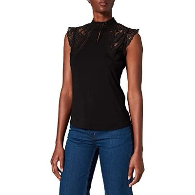 Image of Morgan Women&#039;s Tshirt Empiècement Dentelle Dsin T Shirt, Black (Noir Noir), XS