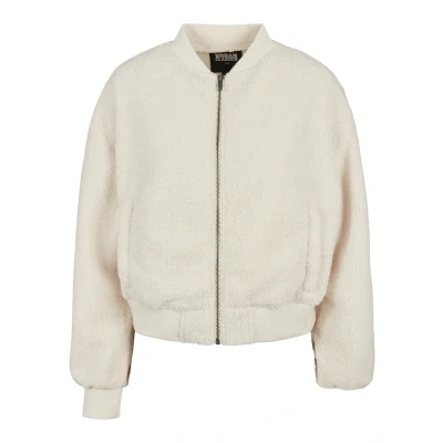 Image of Urban Classics Ladies Oversized Sherpa Bomber Jacket Fleece jacket, Women&#039;s, Size: 3XL, Whitesand