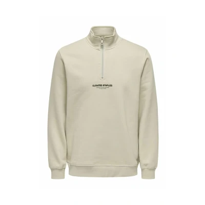 Image of Only &amp; Sons Men&#039;s Onscurated Reg Half Zip Sweat Sweatshirt, Silver Lining, XS