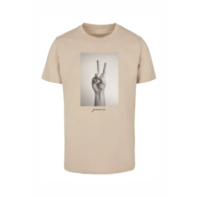 Image of Mister Tee Peace SIGN Print Tshirt, Men&#039;s, Size: XL, Sand