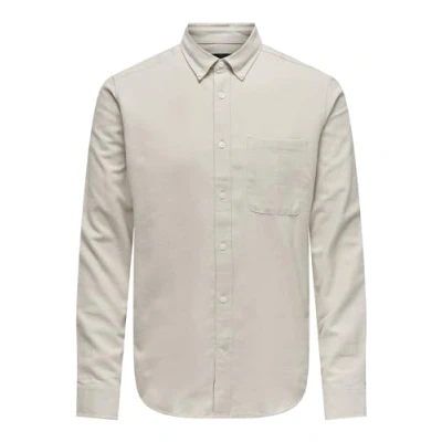Image of Only &amp; Sons Men&#039;s Long Sleeve Shirt, Silver Lining, XL