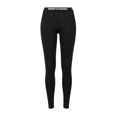 Image of Urban Classics Ladies LOGO Leggings Trousers, Women&#039;s, Size: 4XL, Black