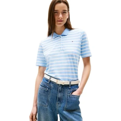 Image of Tommy Hilfiger Polo shirt, Women&#039;s, Size: XXS, Vessel blue/ecru