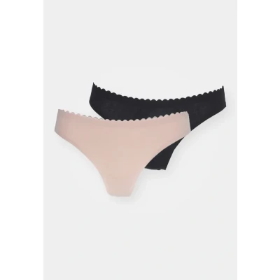 Image of DIM Touch EASY Tanga 2 PACK Briefs, Women&#039;s, Size: Large, New skin/noir
