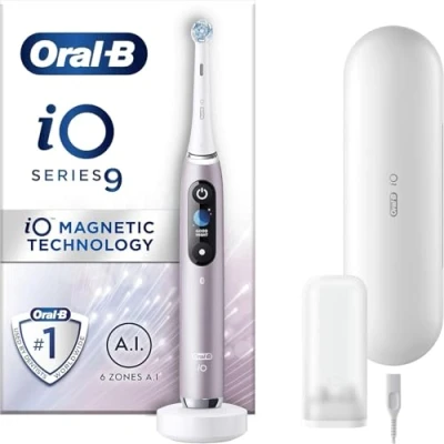 Image of Oral B iO9 Rose Quartz Electric Toothbrush with Charging Travel Case