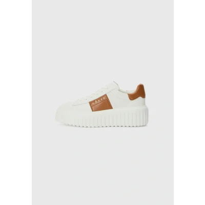 Image of Hogan H Stripes Women&#039;s Sneaker in White Nappa Leather with Colour Details HXW6450FO70 LE90446 Size, White, 36 EU