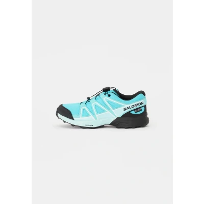 Image of Salomon Speedcross Waterproof J Unisex Hiking shoes for kids, Size: 12.5K, Blue curacao/black/iced aqua Synthetics/textile