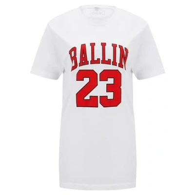 Image of Mister TEE Ballin 23 Print Tshirt, Women&#039;s, Size: Large, White