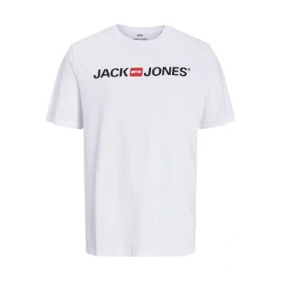 Image of JACK &amp; JONES Men&#039;s Jjecorp Logo Tee Ss Crew Neck Noos Ps T Shirt, White, XS