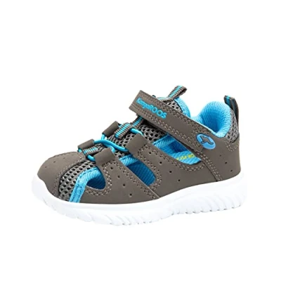 Image of Kangaroos Kirock LITE Sandals for kids, Size: 4.5K, Steel grey/brillant blue Imitation leather/ textile