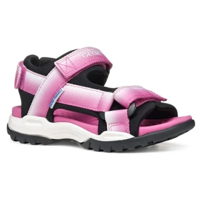 Image of Geox Borealis GIRL Sandals for kids, Size: 11K, Fuchsia/black Textile/synthetics
