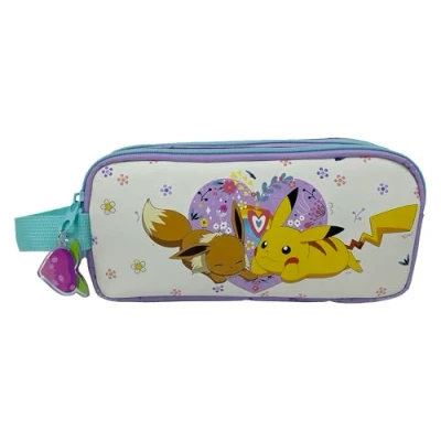Image of CyP Brands Pokémon, Pencil Case, School Supplies, Stationery, Flowers Collection, Cream, Official Product, Estandar, Casual, Casual