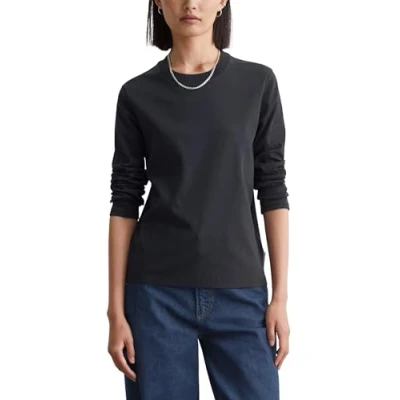 Image of Marc O&#039;Polo Denim Crewneck Interlock Long sleeved top, Women&#039;s, Size: XS, Blue depths