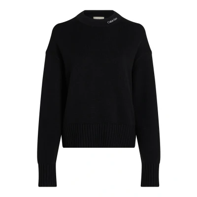 Image of Calvin Klein Jeans Women&#039;s Logo Embro Sweater Pullover, Ck Black, 3XL Plus