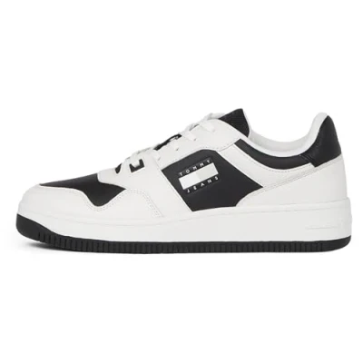 Image of Tommy Jeans Retro Basket Cupsole Tumble Trainers, Men&#039;s, Size: 8, Offwhite/black Leather