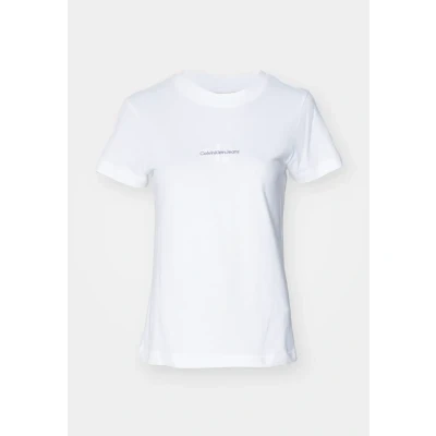 Image of Calvin Klein Jeans Monologo SLIM TEE Basic Tshirt, Women&#039;s, Size: XXS, Bright white