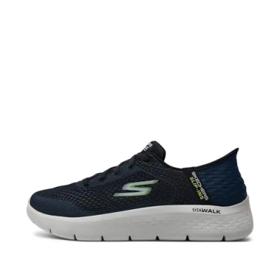 Image of Skechers GO WALK FLEX LACE UP Trainers navy/lime, Men&#039;s, Size: 8, Navy/lime Textile