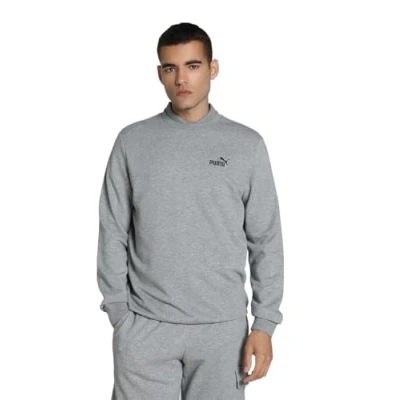 Image of Puma ESS Small LOGO CREW Sweatshirt, Men&#039;s, Size: Large, Medium gray heather