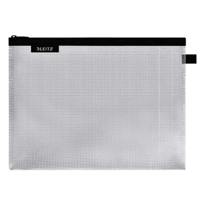 Image of Leitz Wow Travel Pouch, Water Resistant, Translucent, Ideal for Visible Storage and Organisation, Large (A4) Black