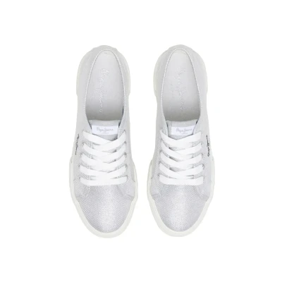 Image of Pepe Jeans Brady Party Trainers, Women&#039;s, Size: 8, Silver Polyester