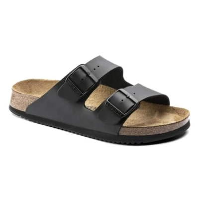 Image of BIRKENSTOCK Arizona Super Run Birko Flor Sandals, black, Regular, Size 47 1018222 (Mules Shoe Low Shoes Double Buckle Work Birki Slippers), EU