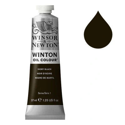 Image of Winsor &amp; Newton 37ml Winton Oil Colour Tube Ivory Black,1414331
