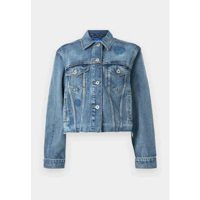 Image of HUGO Anouk Cropped Denim jacket, Women&#039;s, Size: XL, Medium blue