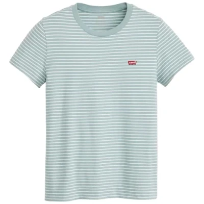Image of Levi&#039;s Women&#039;s The Perfect Tee T Shirt, Striped Chesthit Logo, Yosemite Stripe Arona, XS