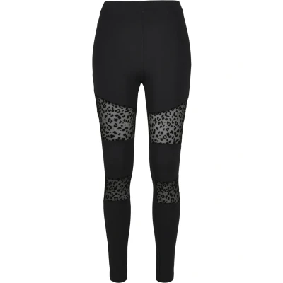 Image of Urban Classics Flock LACE Inset Leggings Trousers, Women&#039;s, Size: XS, Black