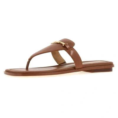 Image of Michael Kors LENA Thong Tbar sandals, Women&#039;s, Size: 6.5, Luggage Leather
