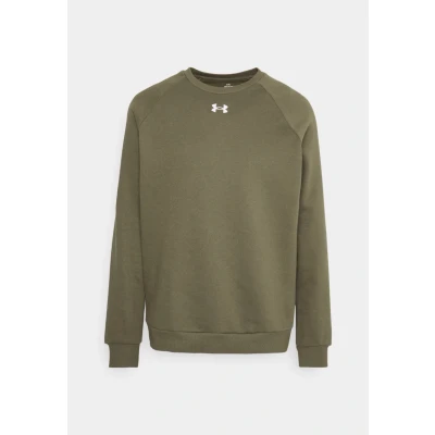 Image of Under Armour Rival CREW Sweatshirt, Men&#039;s, Size: Medium, Marine green/white
