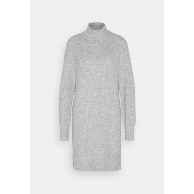 Image of Noisy May Women&#039;s Nmnella L/S Highneck Knit Dress FWD Noos, Medium Grey Melange/Detail:cc No 1111, XS