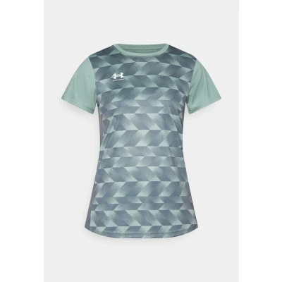 Image of Under Armour Train Printed Print Tshirt, Women&#039;s, Size: Medium, Silica green/sonic yellow/white
