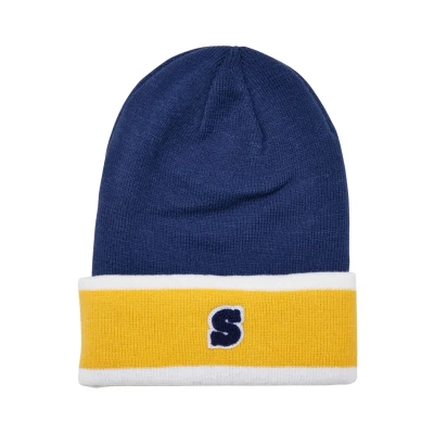 Image of Urban Classics Beanie, Men&#039;s, Size: One Size, Spaceblue californiayellow wht