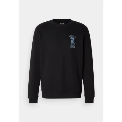 Image of Scotch &amp; Soda Men&#039;s Left Chest Artwork Sweatshirt, Black, XL, XL