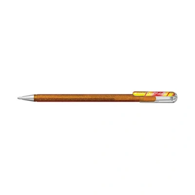 Image of Pentel K110 DMXX Hybrid Dual Metallic Gel Rollerball Pen Glitter Ink Colour Gold/Metallic Red &amp; Gold, Line Width 0.5 mm, Pack of 1 Gold/Met. Gold