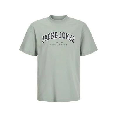 Image of JACK &amp; JONES Boy&#039;s Jjecaleb Varsity Tee Ss O Neck Noos Jnr T Shirt, Iceberg Green/Fit: Loose, 152