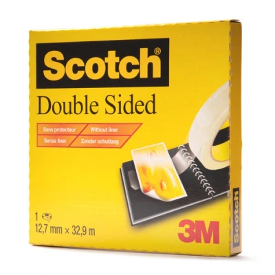 Image of Scotch Double Sided Adhesive Tape, Transparent 1 Roll 12mm x 33m Clear Strong for Scrapbooking, Crafts and Projects, Photo Compatible