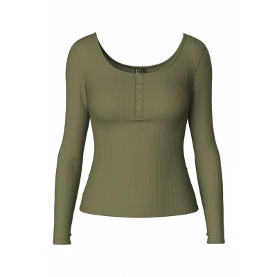 Image of Pieces Women&#039;s Pckitte Ls Top Noos B C Long Sleeve, Trekking Green, XS