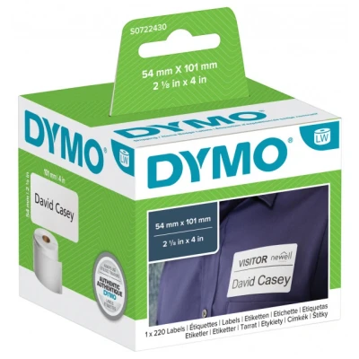 Image of DYMO Authentic LabelWriter Large Shipping Labels/Name Badges 54 mm x 101 Self Adhesive Roll of 220 Easy Peel Labels for Label Makers Made in Europe