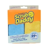 Image of Scrub Daddy Microfibre Cleaning Cloth All Purpose Cloths for Home, Dry and Wet Dusting Cloths, Absorbent Dusters Polishing Kitchen, Bathroom, Cars, Mirror, Glass Blue Yellow Multipack