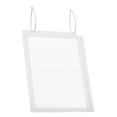 Image of Durable Water Resistant Pocket A4 Cable Ties, Pack of 5 Transparent, Perfect for Displaying Information Outdoors, (502719)