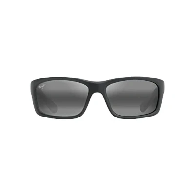 Image of Maui Jim Kanaio Coast Sunglasses, Men&#039;s, Size: One Size, Matte soft black/white/blue