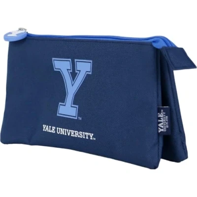 Image of DOHE School Pencil Case 3 Compartments Zipper Closure, Durable Polyester, 23x12x2.5 cm, Supplies Yale University Navy Blue, Compartments,
