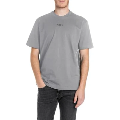 Image of Replay Basic Tshirt, Men&#039;s, Size: XL, Lead grey